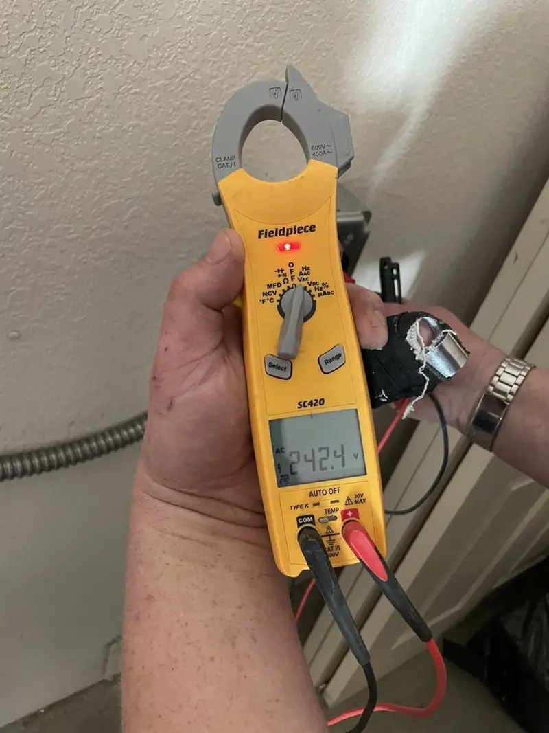 Voltage testing with clamp meter during Generator Installation in Burr Ridge
